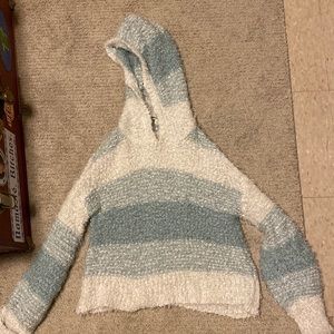 ombré fuzzy pullover with hood